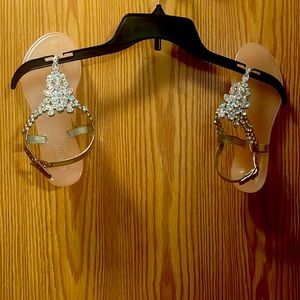 Olivia Miller Women's Jeweled Sandals Flip 6 wore twice
